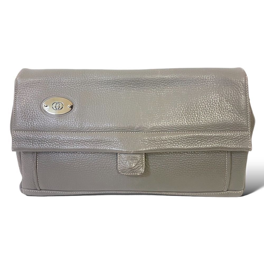 GUCCI Vintage Gray Leather Crossbody Bag / Clutch - Picture 9 of 13